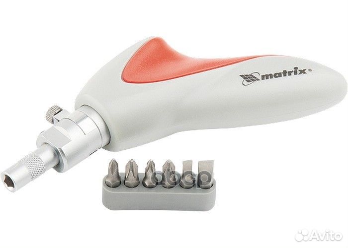 Отвертка реверсивная, набор бит 6 шт (пистолетн