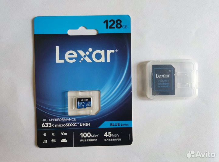 MicroSD Lexar 128GB U3 V30+ Адаптер в подарок
