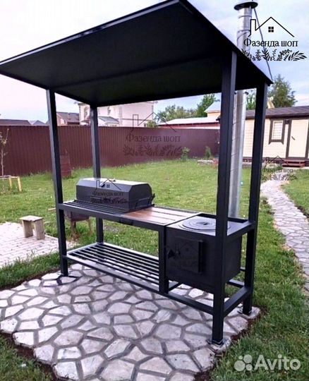 Мангал лофт с печью под казан