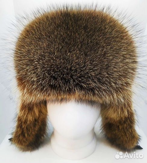 Ушанка-пилот натуральная кожа и енот