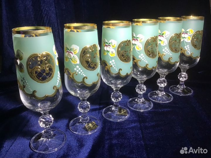 Фужеры Рюмки Бокалы Чехия Богемия 6шт