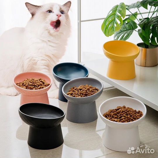 Миска для собак / кошек керамическая белая