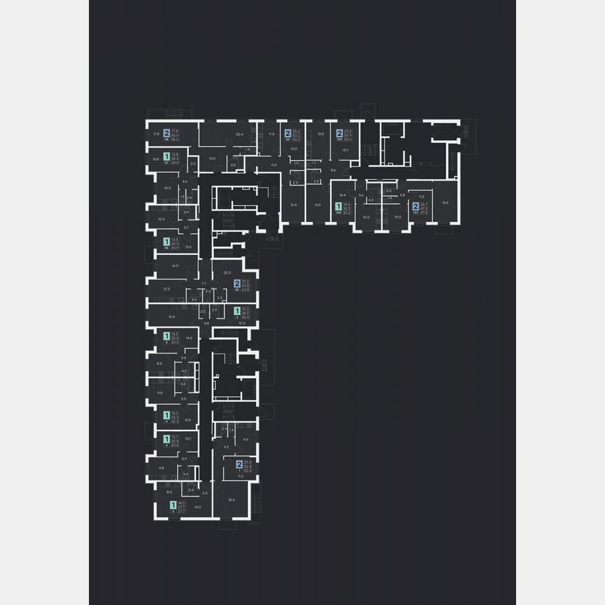 2-к. квартира, 53,2 м², 1/9 эт.