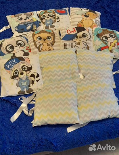 Бортики подушки в детскую кроватку + постельное