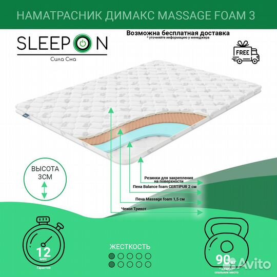 Наматрасник 3 см