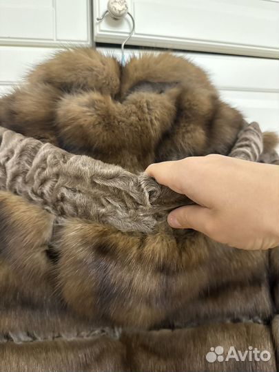 Шуба соболь с капюшоном