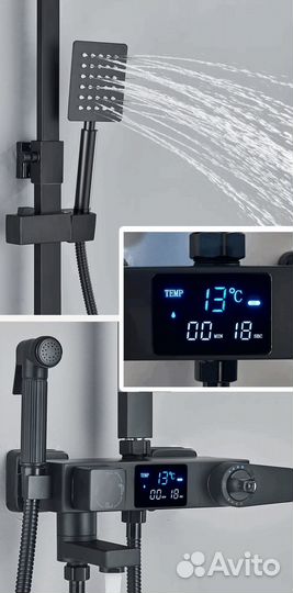 Смеситель тропический душ с термостатом новый