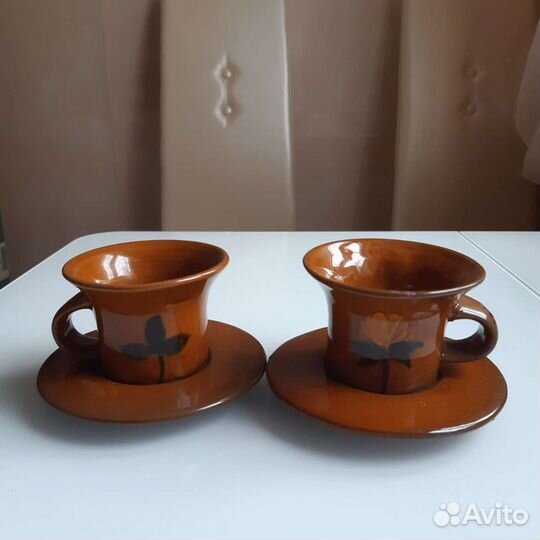 Сервиз чай/кофе майолика автор. работа СССР винтаж