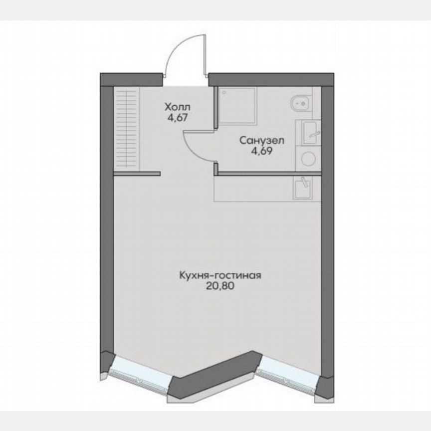 Апартаменты-студия, 30,1 м², 2/19 эт.