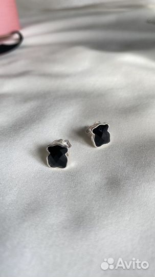 Серьги tous оникс серебро