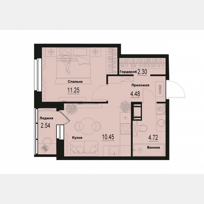 1-к. квартира, 34,5 м², 11/12 эт.