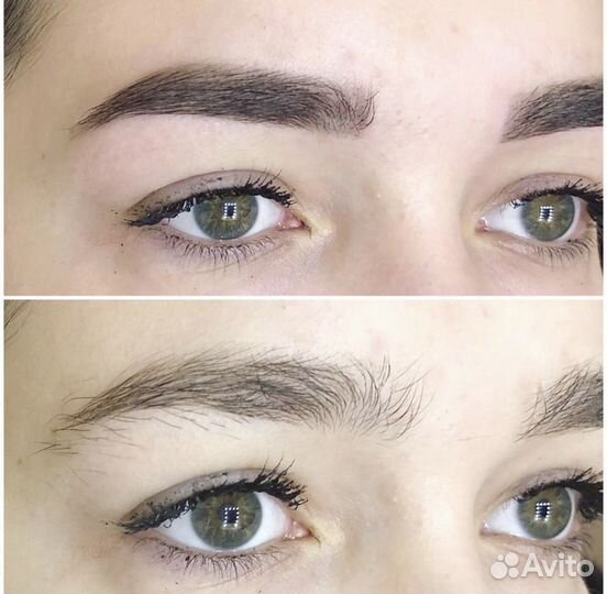 Коррекция бровей нитью окрашивание хной