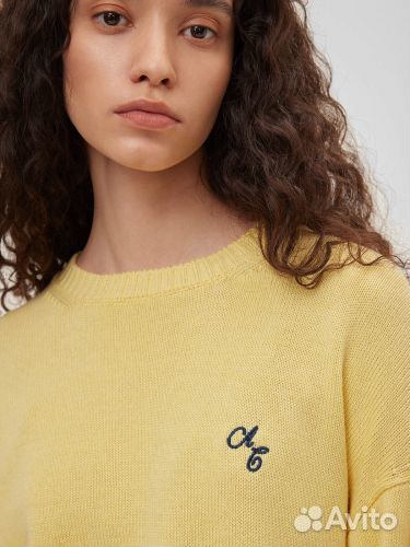 Джемпер из хлопка с вышивкой, желтый AIM clo