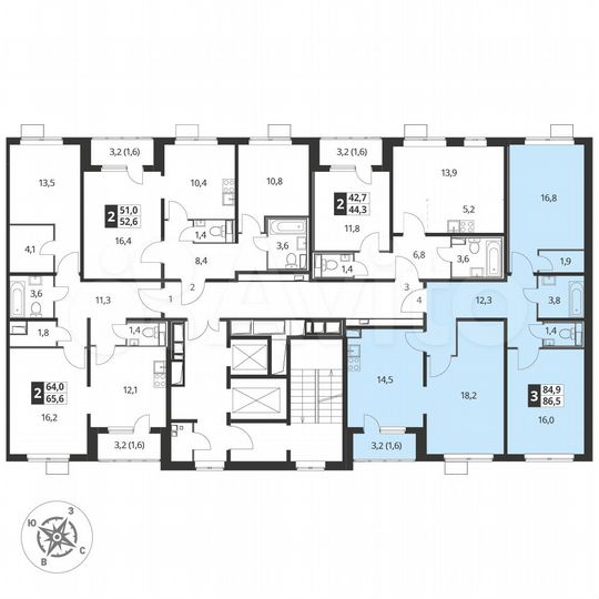 3-к. квартира, 86,8 м², 18/25 эт.