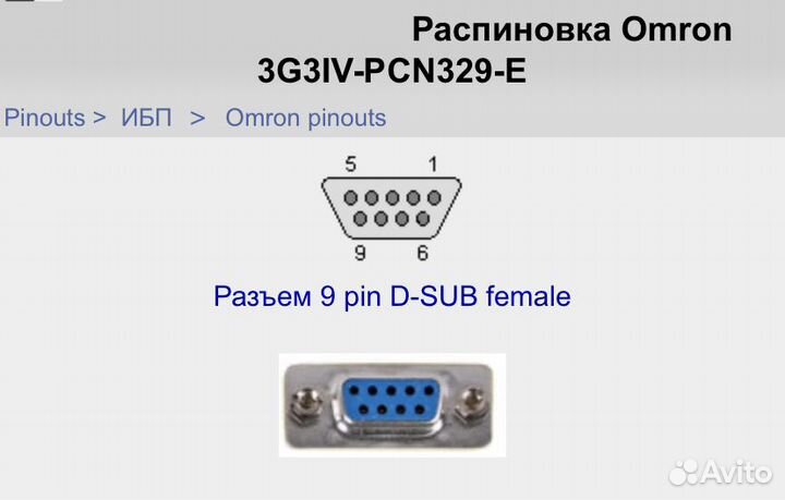 Интерфейсный кабель 3G3ivpcn329E Omron RS232