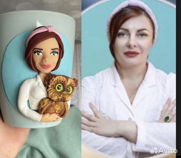 Кукла на кружке по фото, подарок на день рождения