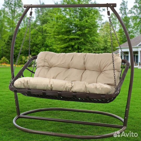 Качели садовые ротанг, 2-х м, 155х105х160 см