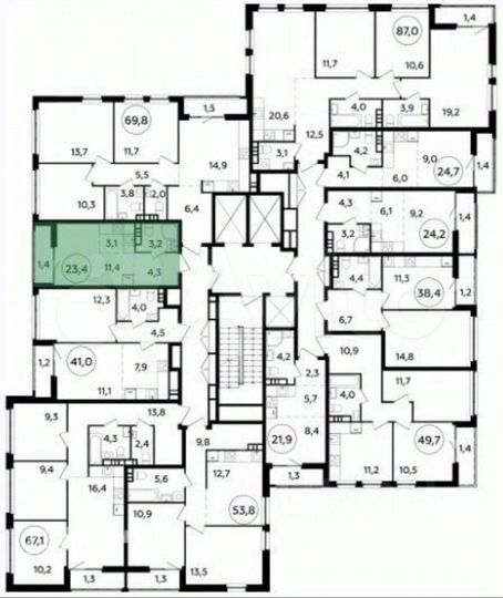 Квартира-студия, 23,4 м², 8/21 эт.