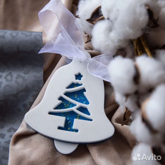 Игрушка на ёлку фото-шар и колокольчик