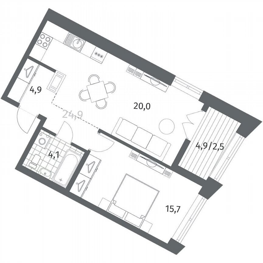 1-к. квартира, 47,3 м², 5/12 эт.