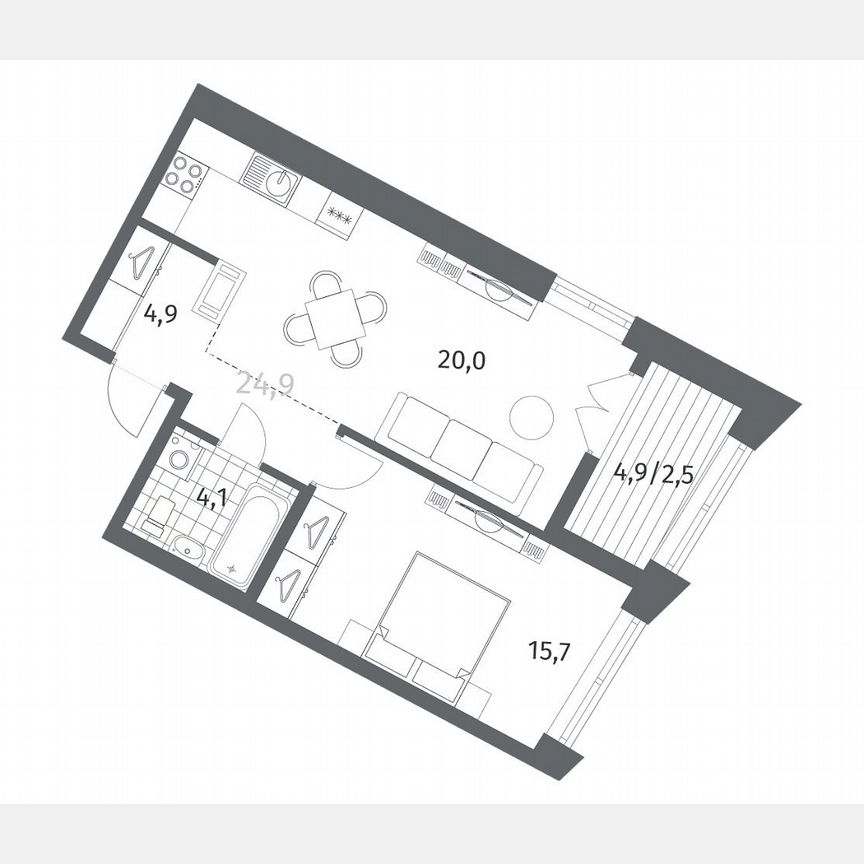 1-к. квартира, 47,3 м², 5/12 эт.