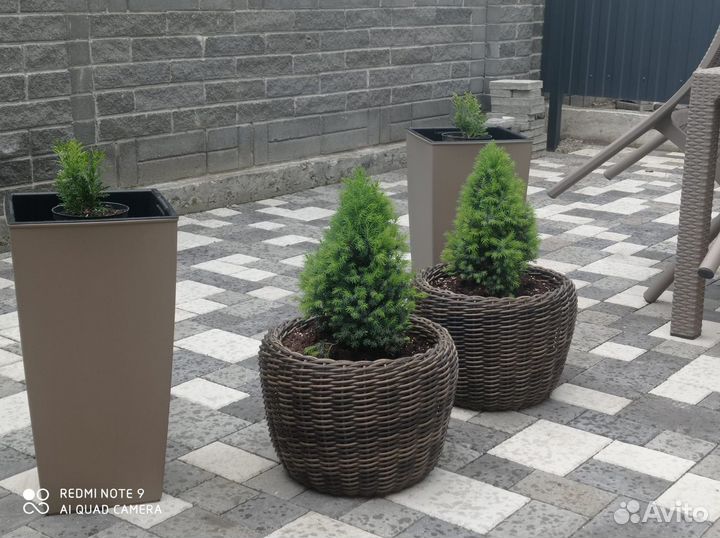 Набор кашпо из полиротанга 20л, 20 л, 12л