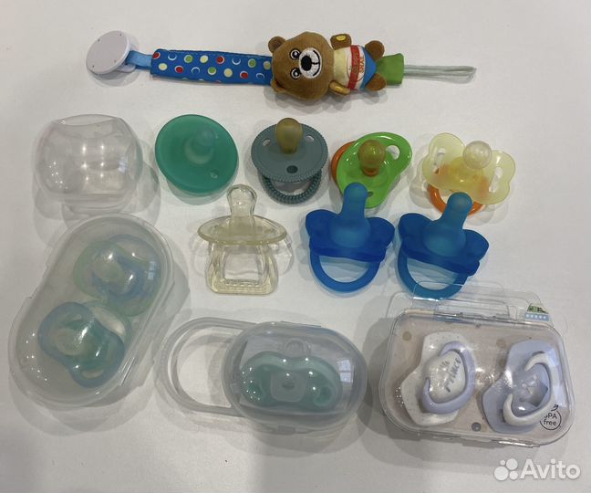 Пустышки соски пакетом + держатель для соски