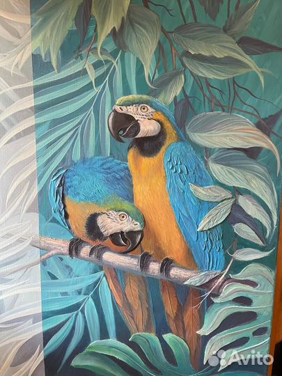 Картина Попугаи 70*100 ручная работа