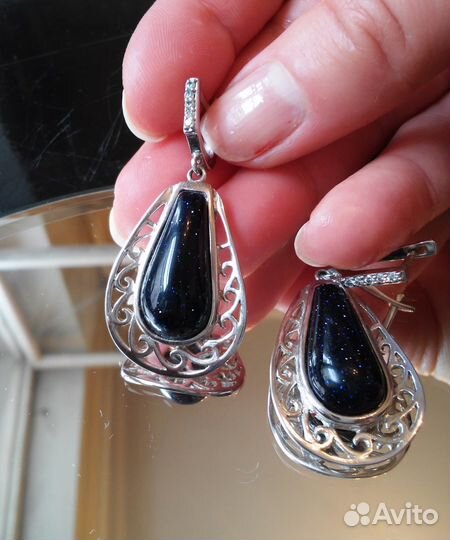 Серьги с натуральным авантюрином