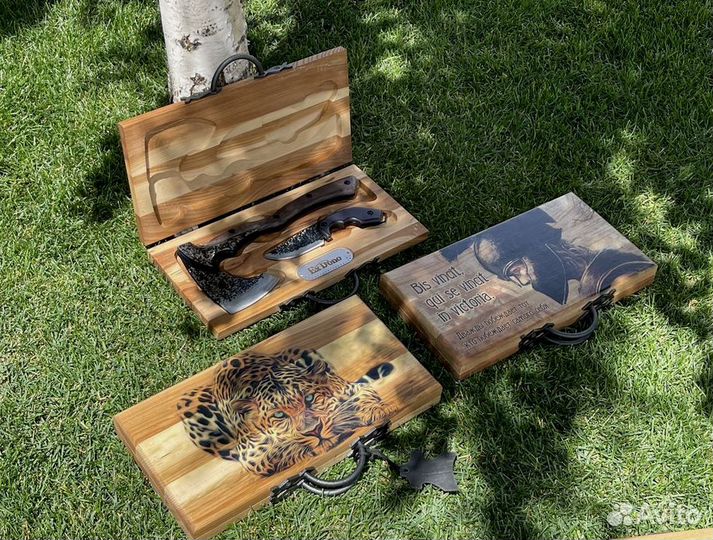 Топор + нож В деревянном кейсе