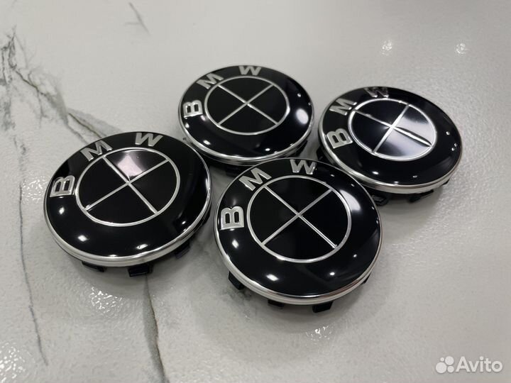 Колпачки в диски BMW 56 мм черные колесные