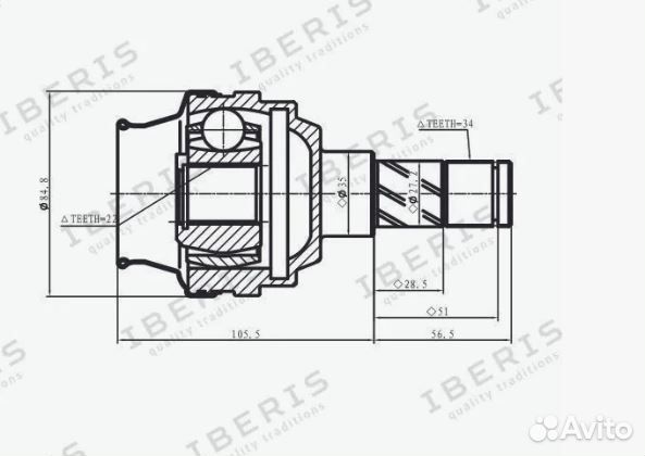 Шрус внутренний Nexia Lanos Lacetti Aveo
