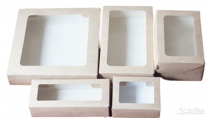 Коробка с окошком крафт подарочный контейнер