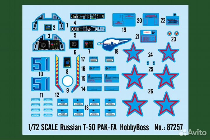 87257 Самолет Russian T-50 PAK-FA (Hobby Boss) 1