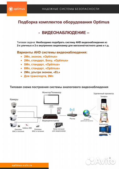 Комплекты видеонаблюдения AHD, IP-систем