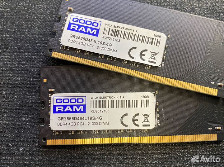 Озу Goodram DDR4 GR2666D464L19S/4G 2666MHz 8Gb (2x