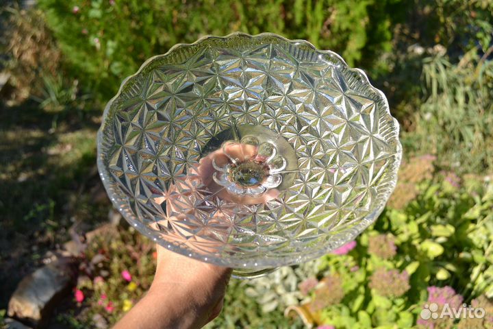 Ваза для фруктов на ножке стекло СССР