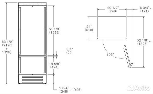 Встраиваемый холодильник Bertazzoni REF755bbrxtt