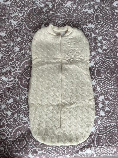 Кокон вязаный пеленальный на молнии