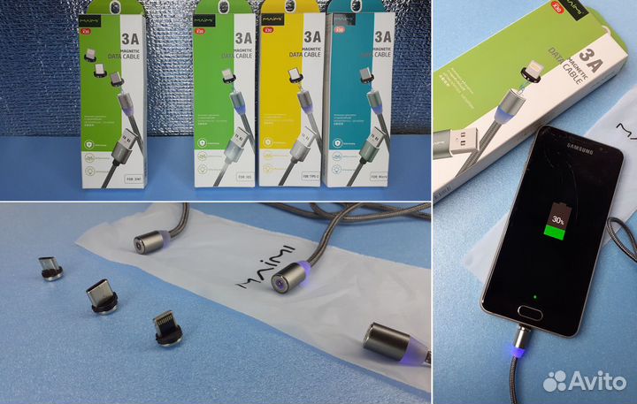 Магнитный зарядный кабель Maimi Все типы разъёмов