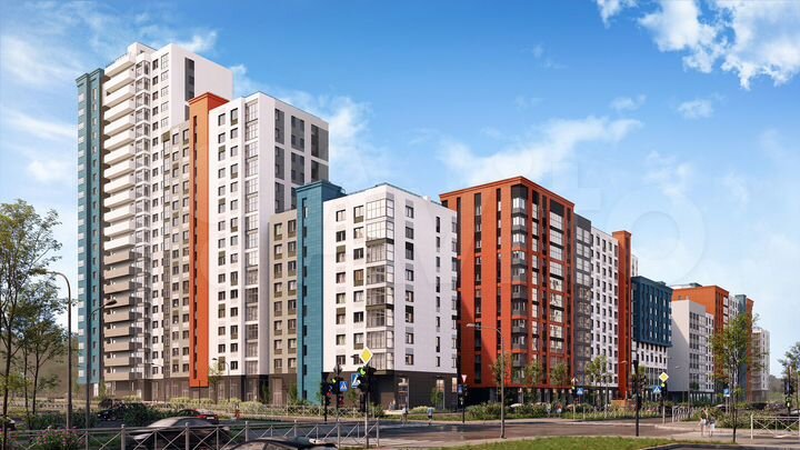 2-к. квартира, 45,1 м², 6/22 эт.