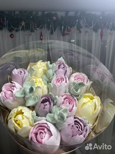 Зефир Зефирные цветы в коробочках и букетах