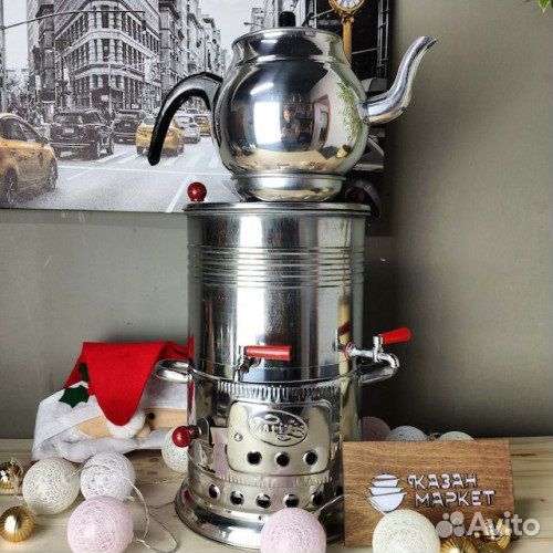 Самовар 3,5 литра на дровах, турецкий, два крана