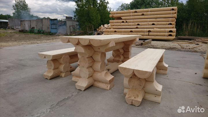 Сруб Садовой мебели из бревна для Бани