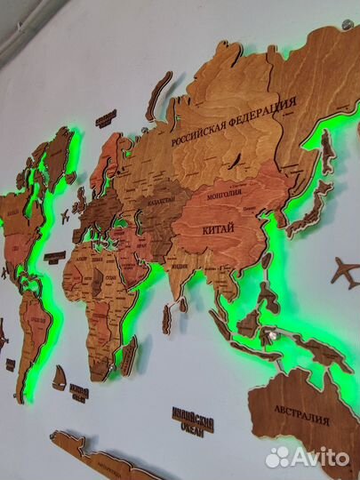 Настенная карта мира, подложка, подсветка