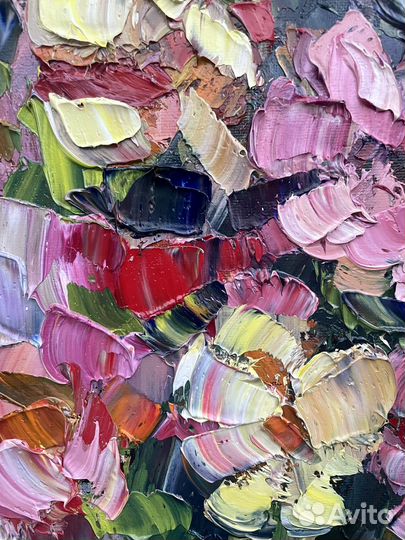Картина маслом цветы текстурная