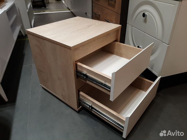 Тумба прикроватная 2 ящика дуб/миндаль