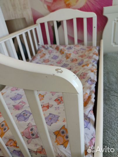 Кроватка+матрас+бортики с балдахином