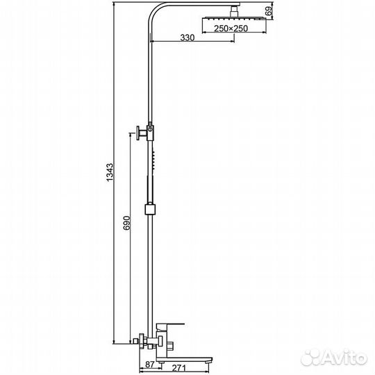 Тропический душ Frap F24802-6 черный