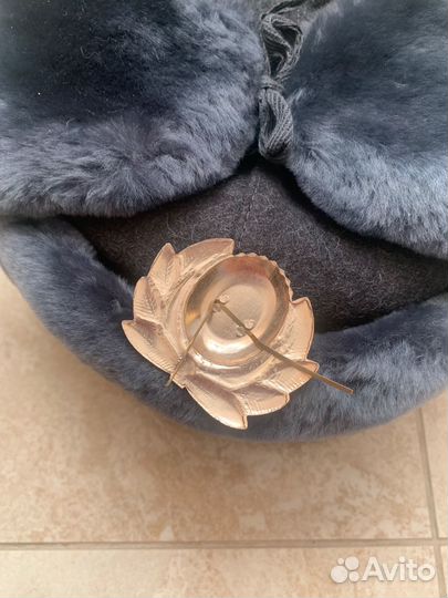 Шапка-ушанка из овчины форменная серая